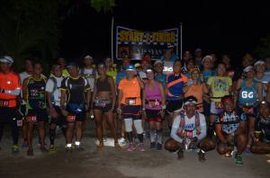 Before gunstart, posing with the other ultrarunners (photo courtesy of Joy Grimard)